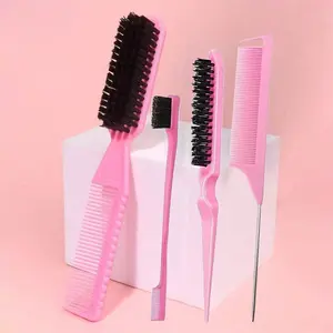 4 Piece Hair Styling Comb Set, Two-In-One Dyeing Brush & Eyebrow Brush, Portable Small Travel Essential, Hair Care Kit, Hair Combs