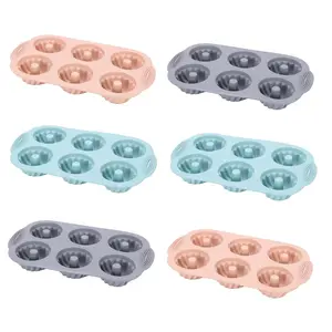 6Pcs Mini Fluted Cake Pan, 6-Cavity Fluted Tube Cake Pan, Non-stick Silicone Baking Mold for Cupcakes, Donuts, Muffins, Cornbread, Brownies, Jellies (Pink+Blue+Gray, Fluted Tube) - Home Improvement.