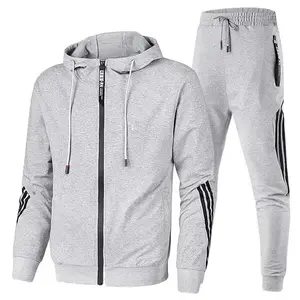 New Men Tracksuit 2 Pieces Men's Winter Jacket Casual Zipper Jackets Sportswear + Pants Sweatshirt Fleece Hoodie Sports Suit