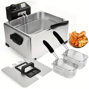 Electric Deep Fryer Series (169 oz / 1.06 gallons) - Adjustable temperature control, stainless steel material, easy-to-clean design, suitable for home and commercial use
