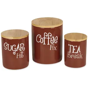 Design Imports Set of 3 Coffee, Sugar, & Tea Ca nisters
