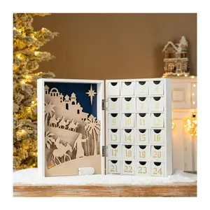 Glitzhome 17" Lighted Christmas Nativity AdventCalendar Decor