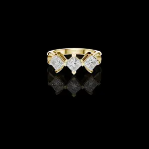 1.50 CW Elegant Three Stone Ring with Brilliant Princess Lab Grown Diamonds in a Sleek Prong Setting