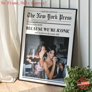 Newspaper Print: Friendship Wall Art – Modern Girly Decor, Ideal Gift for Friends & Best Friends. Perfect for College Dorm, Bedroom, Living Room, Study & More, Unframed. trendy newspaper Box Water Proof cover art poster