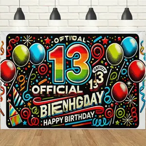 1pc 2D Rainbow 13th Birthday Banner, Gradient Numbers & Retro Graffiti Elements, Lively Trendy & Youthful Vibe, Perfect for 13th Birthdays, Teen Milestones & Trendy Themed Events Decor Backdrop
