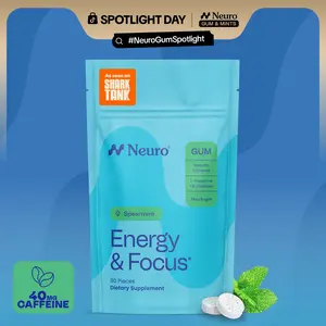 Neuro Energy Caffeine Gum/Mints for Energy & Focus (90 Pieces) - Sugar-Free with L-theanine, Caffeine, Vitamin B12 & Vitamin B6 - Spearmint Flavor
