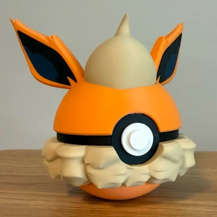 #0136 Flareon Ball - Made to Order, Prismatic Eeveelution, High-Quality PLA, 3D Printed Pokeball Figure Collectible