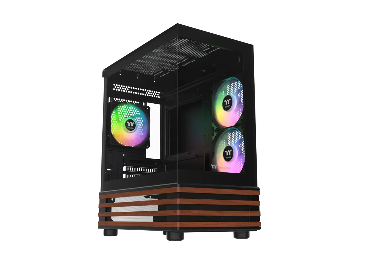Thermaltake View 170 WS ARGB; Micro Chassis; Bottom Wood Trim; 3x120mm ARGB Lite Fans Included; 280mm Radiator Support; 340mm GPU Clearance; 180mm Max PSU Length; 160mm Air Cooler Max Height; mATX/mITX; Black; CA-1Z4-00M1WN-WS