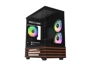Thermaltake View 170 WS ARGB; Micro Chassis; Bottom Wood Trim; 3x120mm ARGB Lite Fans Included; 280mm Radiator Support; 340mm GPU Clearance; 180mm Max PSU Length; 160mm Air Cooler Max Height; mATX/mITX; Black; CA-1Z4-00M1WN-WS