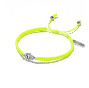 Neon Yellow Evil Eye Hamsa Bracelet