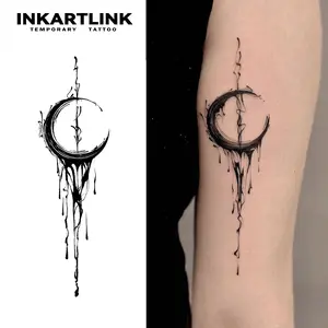 INKARTLINK Tattoo Tech, 2 Sheets Semi-Permanent Temporary Tattoos ,Nocturne Streak,Adult Art Design,Lasts 1-2 Weeks, Waterproof, Realistic Look, No Adhesive, No Reflection,For Man And Woman,Ideal for Swimming, Party
