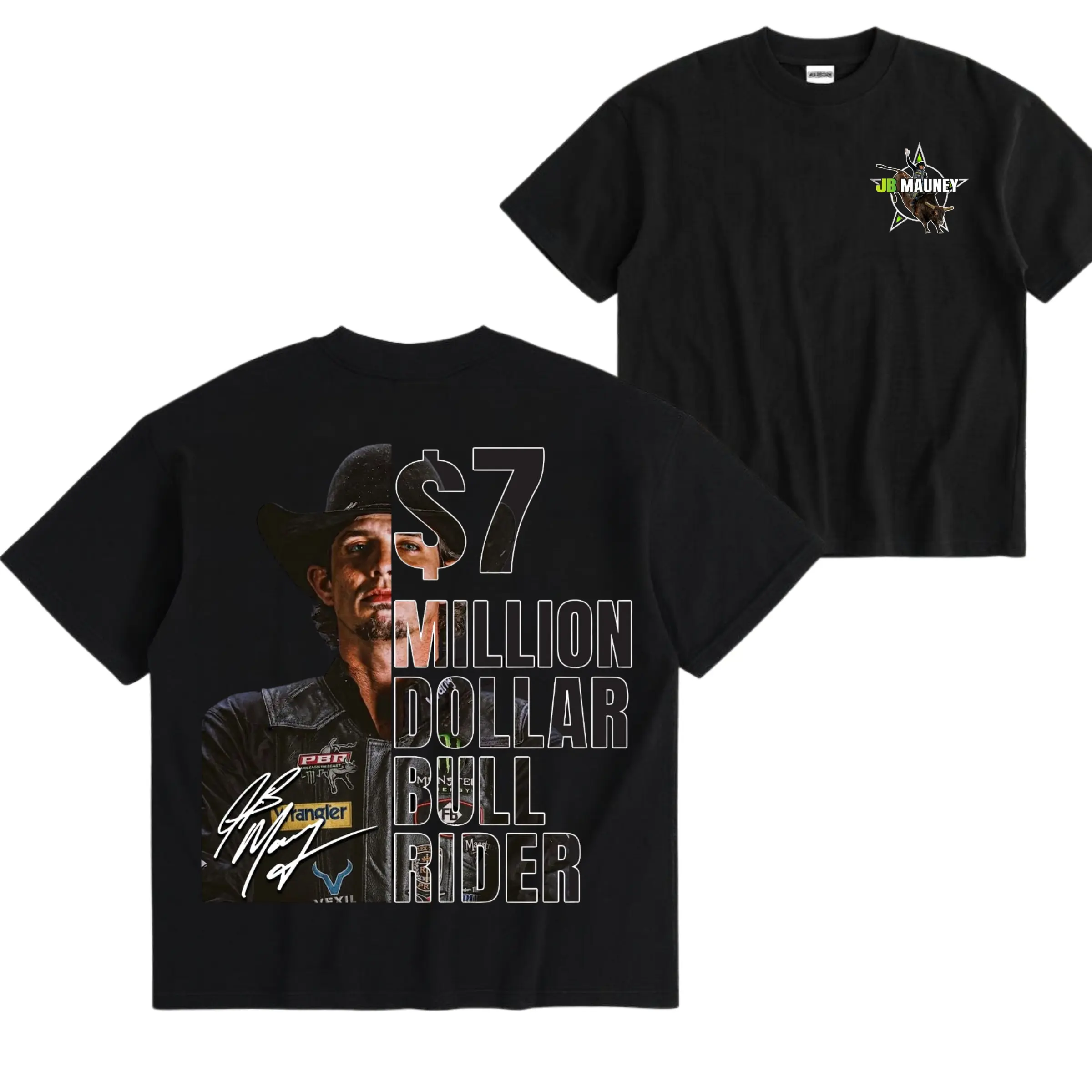 JB Mauney T Shirt Vintage Bull Rider Retro Rodeo Cowboy Tee Double Sided Graphic Western Outfit Gift For Him Her Fan Merch