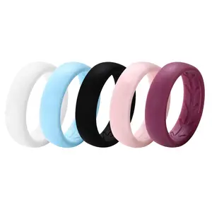 OIDEA Women's 5.4mm Silicone Wedding Ring Set - Breathable Curved Stackable Soft Liquid Silicone-Based Flexible Rings, 5-Color Active Sports Engagement Gift, Liquid Silicone Rings,summerwins