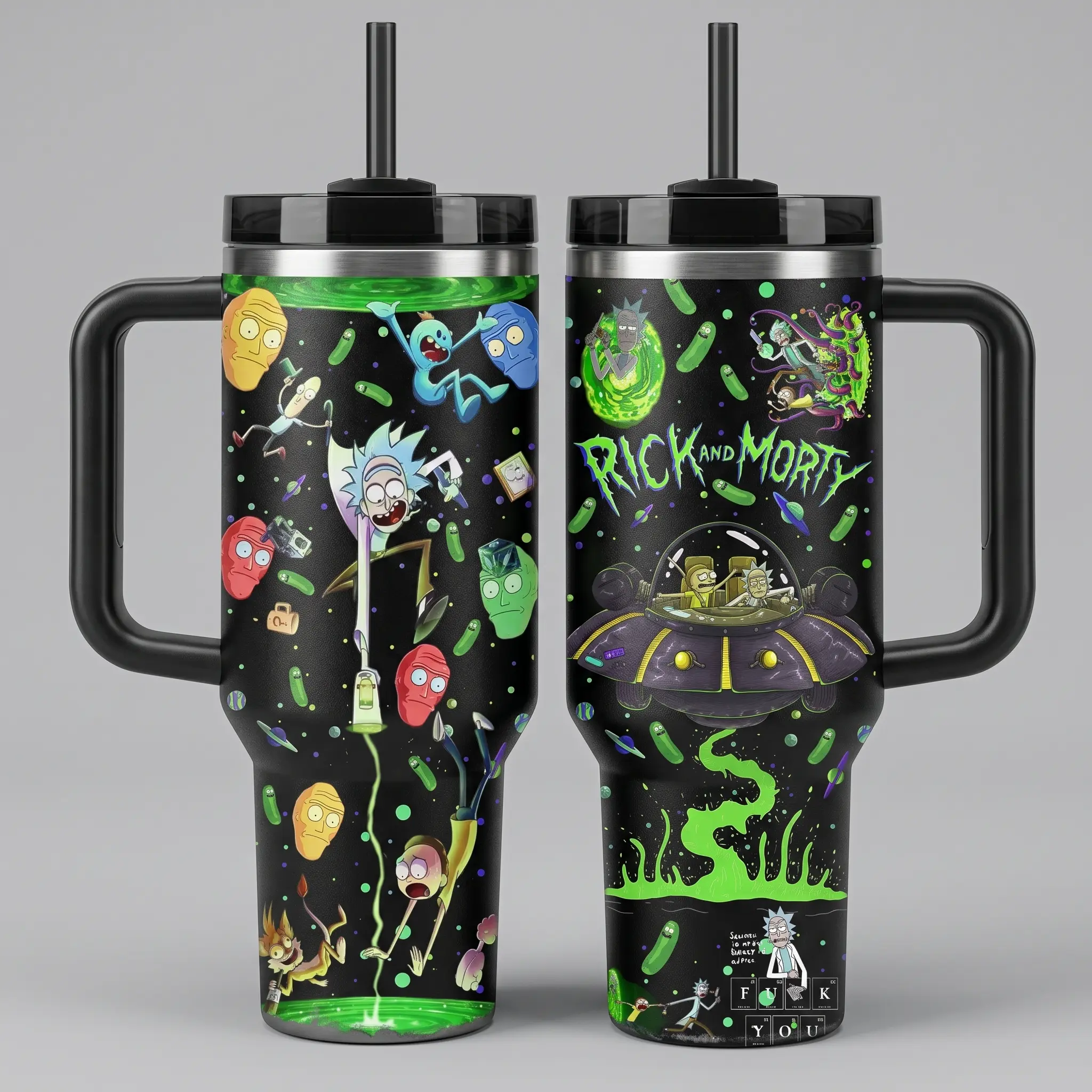 Rick and Morty TV Series Custom 40 oz 30 oz Tumbler With Handle