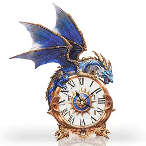 Blue Dragon DIY Wooden Clock 3D Craft Kit, Interlocking Puzzle, Puzzle-Shaped 3-D Model, Puzzle-Shaped 3-D Puzzles