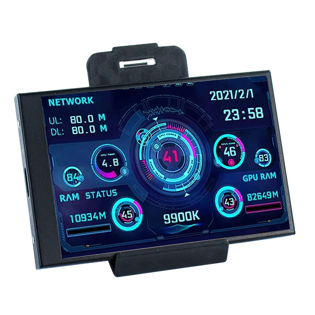 3.5-inch PC Sensor Panel Monitor for Gaming, Windows 11 - Real-Time Data Display for CPU, Graphics Card, Memory, Video Editing, 3D Rendering - Plug-and-Play Low-Resource Secondary Hardware Monitoring Screen