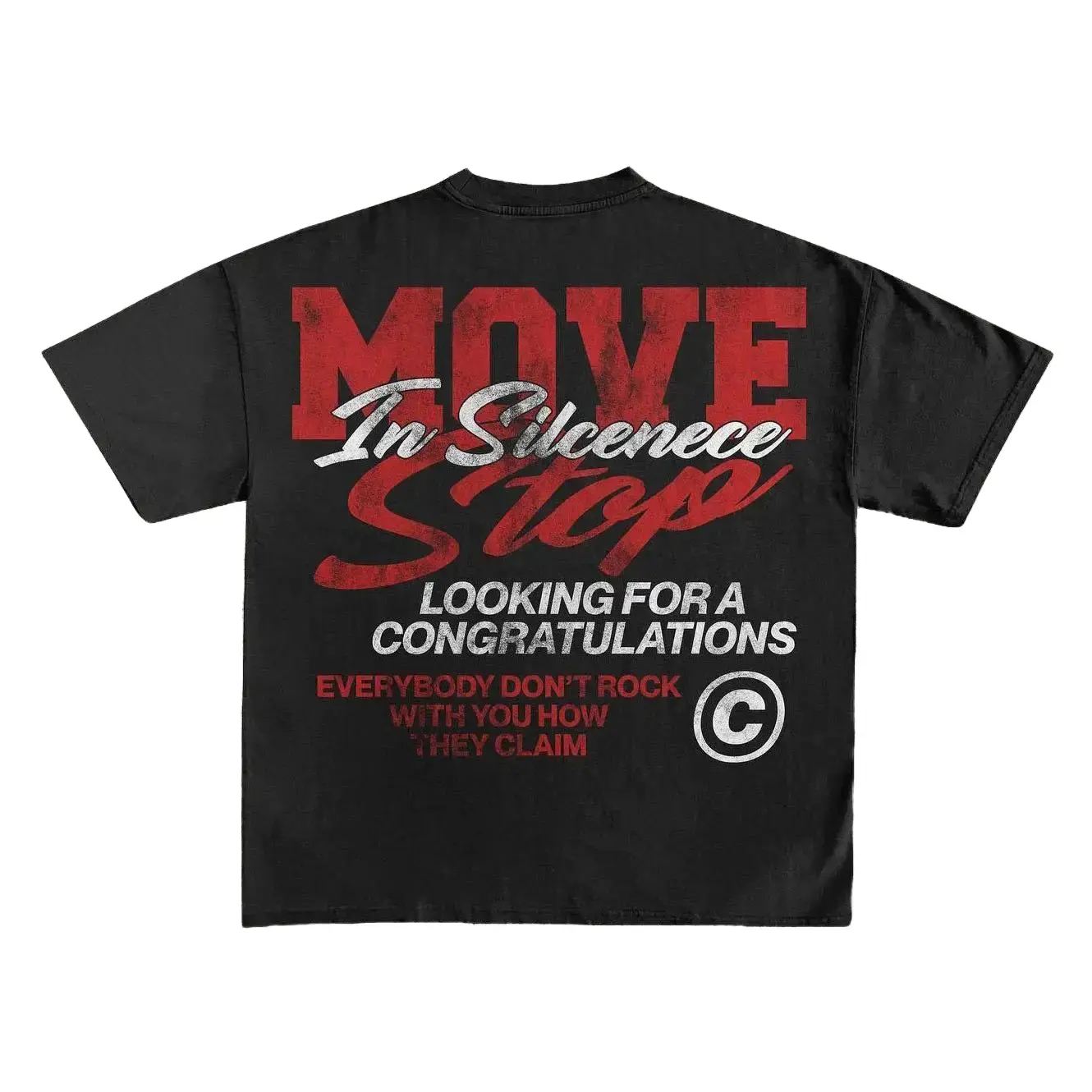 Men's Graphic Cotton T-shirt with 'Move In Silence' Print - Stylish Round Neck Shortsleeve Top with Cooling Design for the Gym