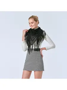 Spring 2026 New Women's Autumn Winter Knitted Fringe Shawl Travel Cheongsam Stole Outerwear Top Scarf Two-in-One