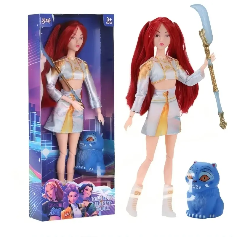 11.5 Inch Dolls Hunter Figure Set With Tiger Pet Musical Toys Clothes Best Christmas Birthday Present DIY Play Toys Game