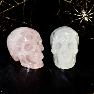 Halloween Large Crystal Skull – Hand-Carved Stone for Decoration, Inspiration & Relaxation | Crystal Display for Home, Friends & Family