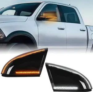 Nilight Side Mirror Marker Light Switchback Amber Turn Signals White Puddle Lights Smoked Lens Plug and Play Compatible With 2009-2018 Ram 1500 2500 3500 2009-2022 Classic