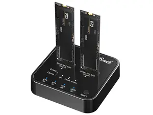 Rosewill M.2 NVMe Cloner + Eraser, M.2 Duplicator Dual Bay NVMe Enclosure, Tool-Free 20Gbps USB3.2 Gen 2X2 SSD to USB Adapter M.2 Docking Station for M Key PCIE NVMe SSD Reader, Offline Clone & Erase - RS-N2-CLE
