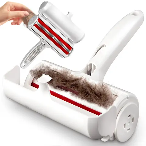 Roller Pet Hair Remover and Reusable Lint Roller - Cat and Dog Hair Remover for Furniture, Couch, Carpet, Clothing and Bedding - Portable, Multi-Surface Cleaning Fur Removal Tool, Deshedding Tool, Grooming