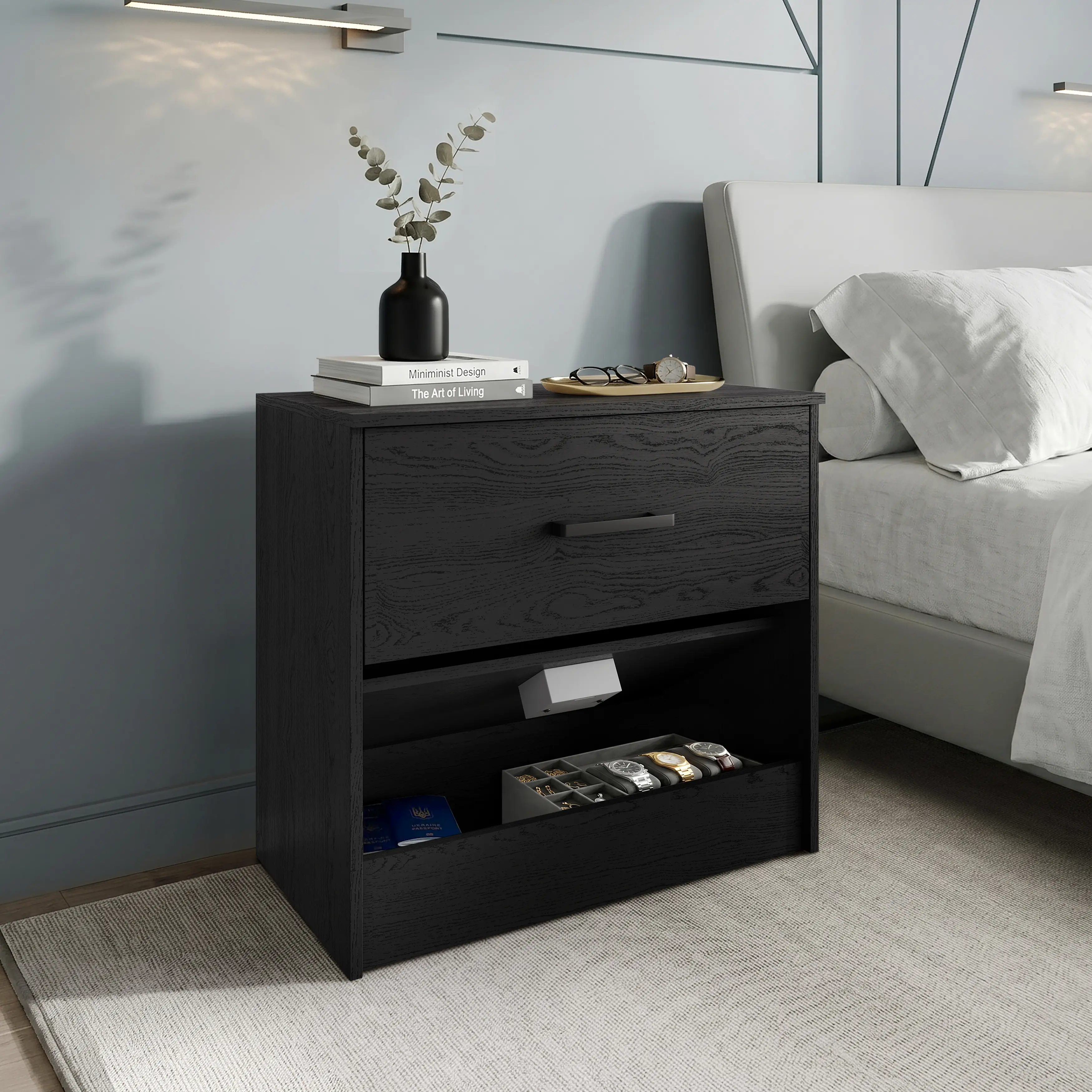 Nightstand with RFID Lock and Hidden Storage