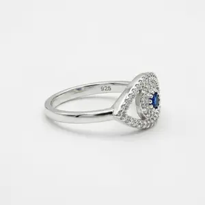 [AB101] Ring Evil Eye Zirconia Handmade in Silver 925