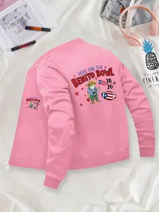 Fashion Trendy Cartoon Frog Football Pattern Baseball Jacket for Unisex Casual Sports Outerwear, Suitable for Autumn and Winter Seasons, Casual Daily Wear, Fashion Design