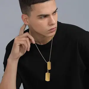 FaithHeart Simple Polished Double-Layer Dog Tags Pendant Necklaces Stainless Steel