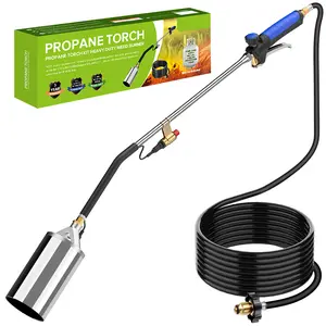 Propane Torch Burner Weed Torch High Output with 10FT Hose,Heavy Duty Blow Torch with Flame Control and Turbo Trigger Push Button Igniter,Flamethrower for Garden Wood Ice Snow Road