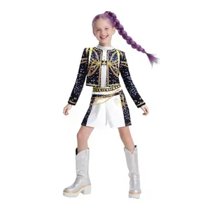 LOEL Kids' Singer Costume for Girls Halloween Stage Star Cosplay Dress Up POP Group Popular Singer Role-Playing Sailorsuit Top & Pants Energy