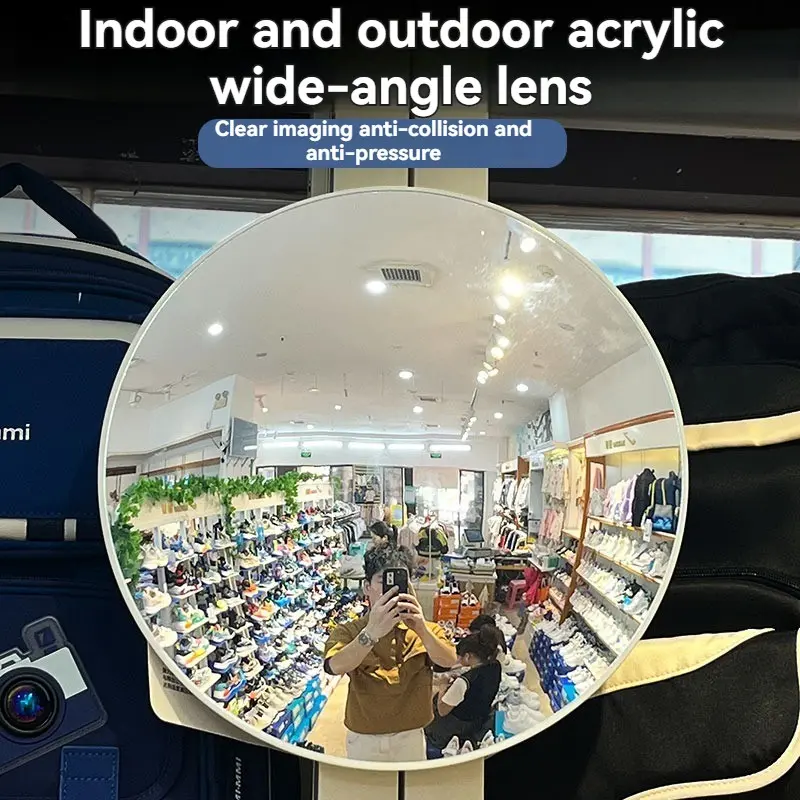 Modern Simple Decorative Round Convex Mirror, Mirrors for Wall, Wide Angle, No Power Needed, Durable Plastic, Easy-to-Clean Surface, Wall Art for Living Room and Bedroom