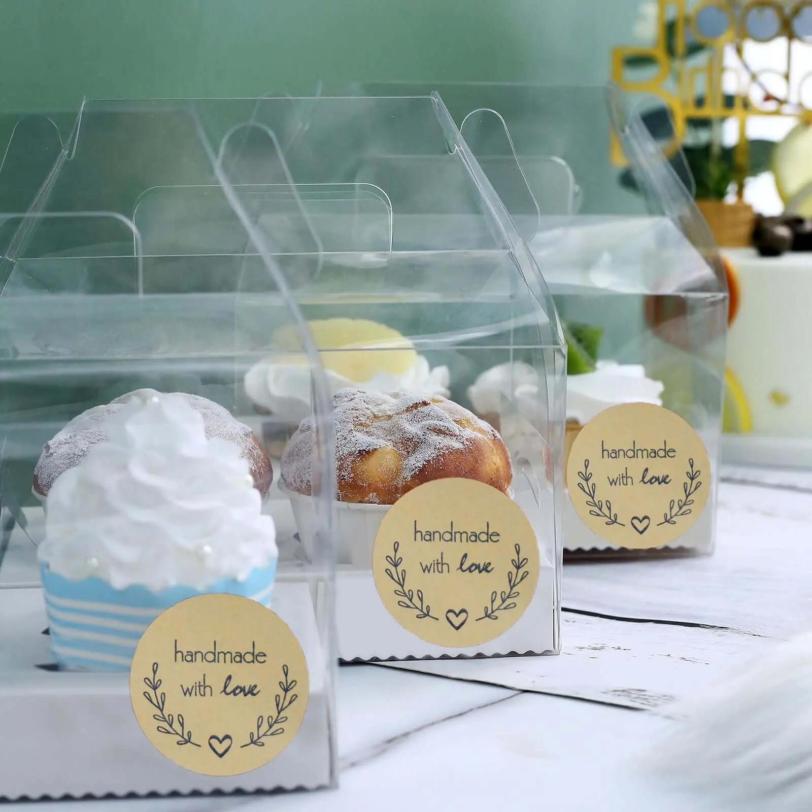 1.5” Diameter Round Decorative Stickers Roll - 1 Roll of 500 Matte Paper Self-Adhesive Labels, Handmade Olive Branch Love Message Labels for Bakery Boxes, Office Stationery Supplies, Favors, Gifts Decoration