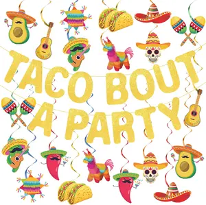 Mexican Taco Bout a Party Decoration Taco Bout a Party Banner Mexican Fiesta Ceiling Hanging Swirls for Fiesta Birthday Cinco De Mayo Decoration