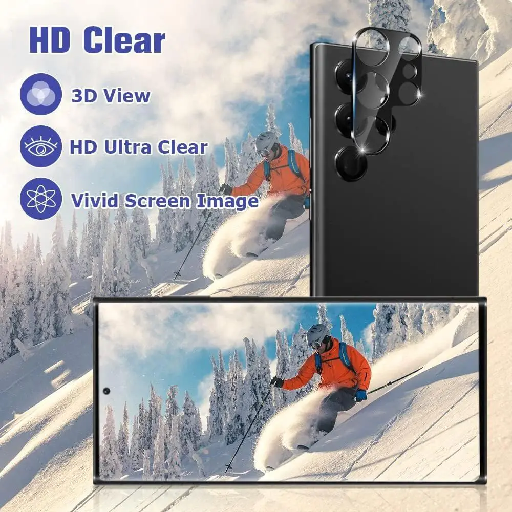 Multi-Model Tempered Glass & Hydrogel Phone Screen Protectors + Lens Protectors for Samsung S23, S22 Ultra, S22 Plus - Scratch-Resistant, Smooth Smartphone Accessories (USA Compatible)