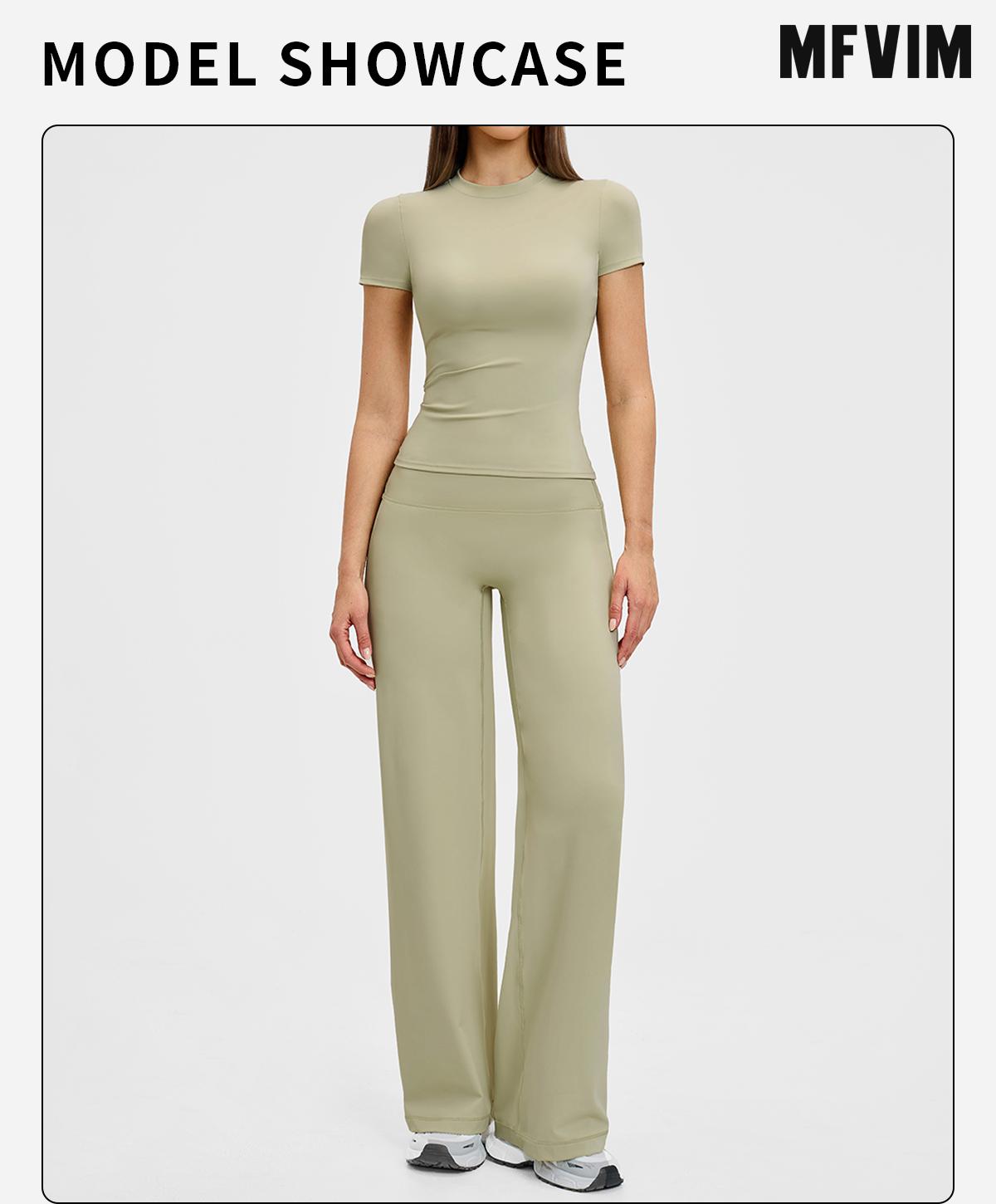 Women’s Solid Color Top & High Waist Leggings Sports Set by MFVIM - Casual, Comfortable, Breathable Two-Piece for Yoga, Gym, Workouts, Running, Ladies’ Gym Sportswear for All Seasons, Yoga Clothing Set SpringStatements