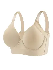 Women's Solid Color Underwire Bra, Push Up Adjustable Strap Seamless Padded Bra, Soft Comfortable Breathable Lingerie for All Seasons