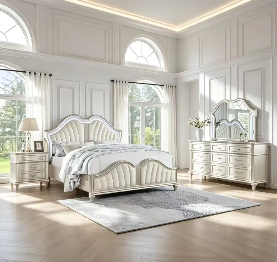 Bellemave 4-Piece Modern Luxurious Bedroom Furniture Set - Silver Oak Veneer Bed Included, Indoor Home Bedroom Furnishings Set