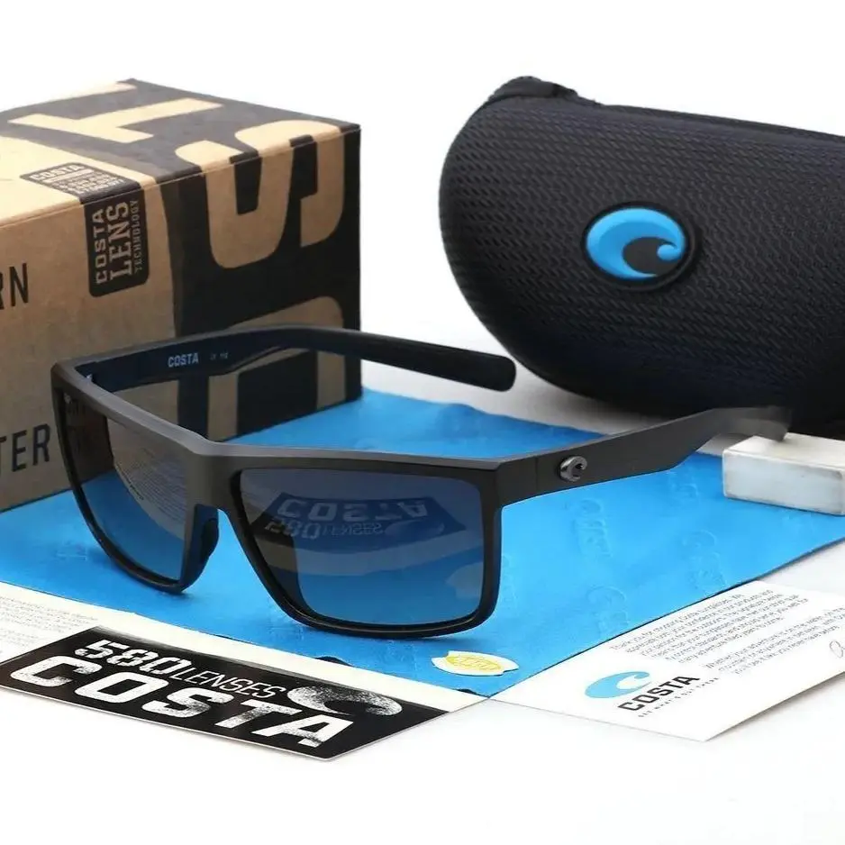 Costa Del Mar Rinconcito Polarized Sunglasses for Men – Matte Black Frame Gray Lens Full Set