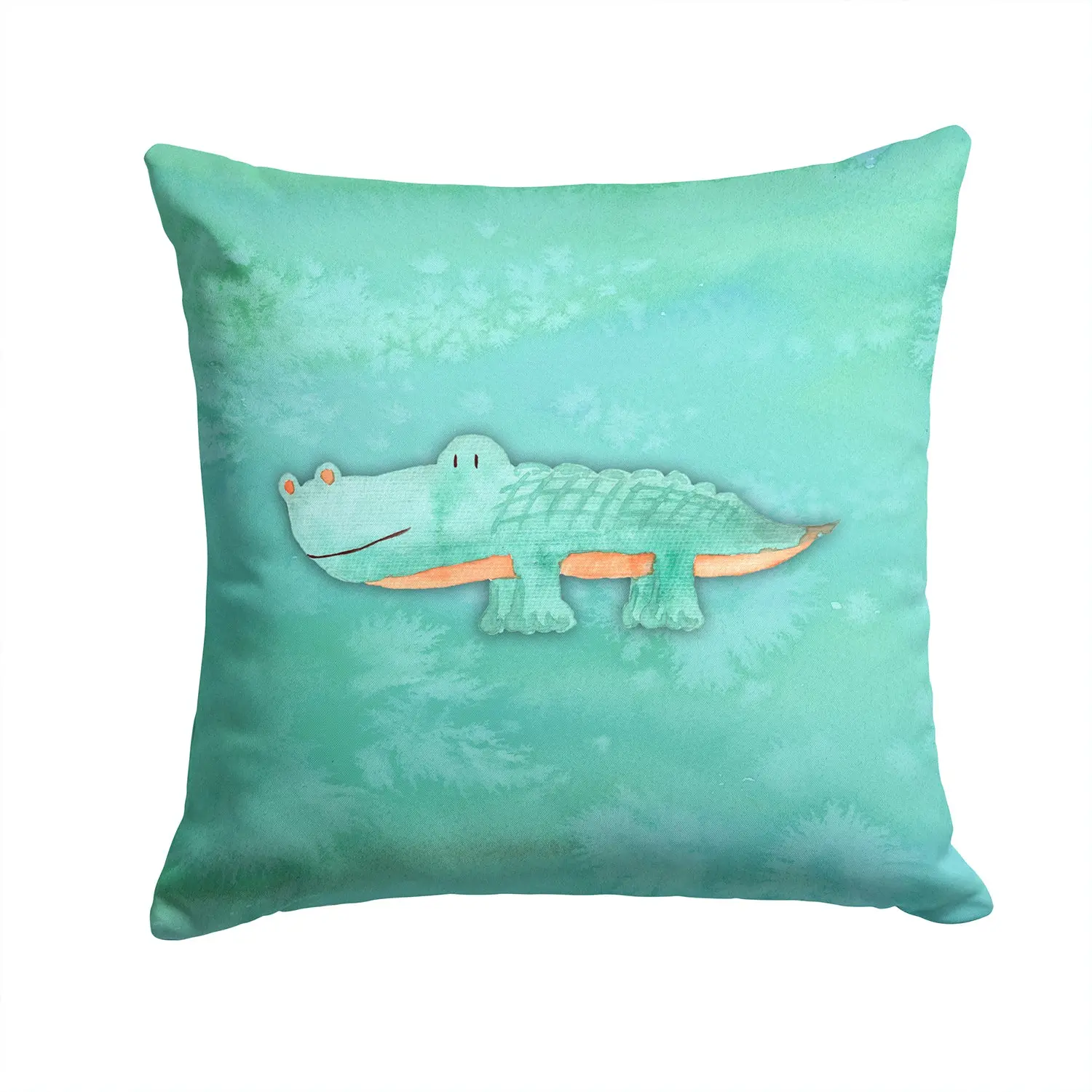 Alligator Watercolor Decorative Throw Pillow 14x14 Indoor Outdoor Accent Cushion, Fabric Cover with Insert for Sofa, Bed, Porch & Living Room