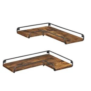 VASAGLE Corner Shelf Wall Mount Set of 2, Floating Shelves, Small Wall Shelf for Decor Storage, for Living Room Bedroom Kitchen Bathroom