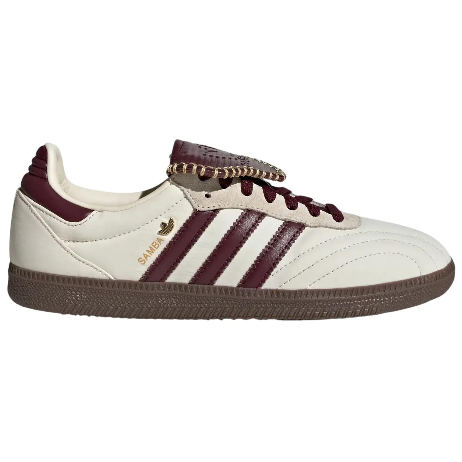 Adidas Women's Classic Samba LT Casual Trainers - Brand New & Original, 90s Throwback Retro Style, Cream White & Maroon, Classic Long Tongue, 100% Guaranteed Authenticity, 90S Look, Fashion Casual Sneakers, Female Shoes, Three Stripes