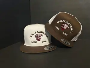 Ganadero Trucker Hat - Unisex Structured Five-panel High-profile 4" Crown Flat Bill Snapback Closure with Customizable Text