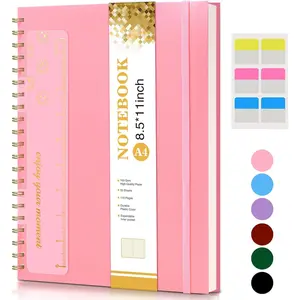 8.5" x 11" A4 Large Pink Spiral Notebook Journal - College Ruled Lined 100 GSM Paper Plastic Hardcover Spiral Bound Notebooks for Women Men, Perfect for Work School Note Taking Business