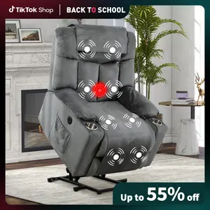 [Back to School] Ebello 38.8" Wide Oversized Electric Power Lift Recliner Chair with Remote Control for Living Room, Grey Comfort