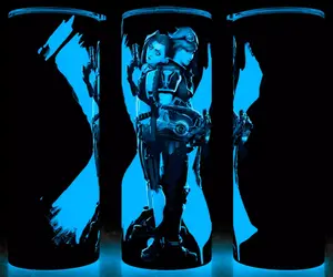 Glow in the Dark Arcane League of Legends Jinx and Vi X Anime Collection Cup Mug Tumbler 20oz with Lid & Straw, Stainless Steel, Lightweight Design for Hydration - Reusable, Stylish