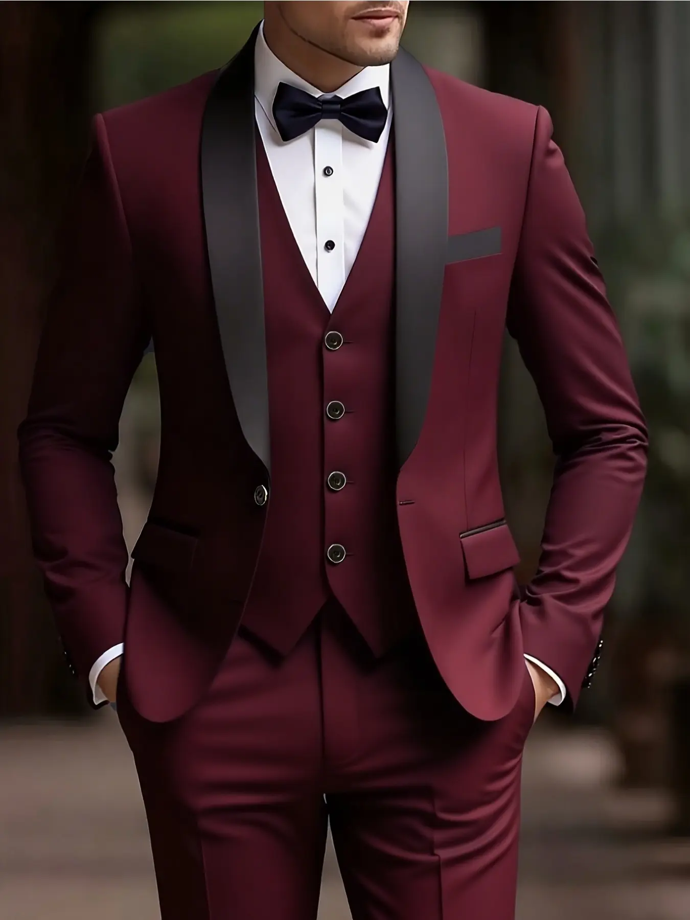 Men's 3pcs Suit, Blazer Set - Slim Fit Tuxedo Set for Weddings& Formal Occasions, Black Suit Coat with Long Sleeve White Collared Shirt& Pants, Perfect for Office Meetings and Elegant Events, Formal Attire | Menswear