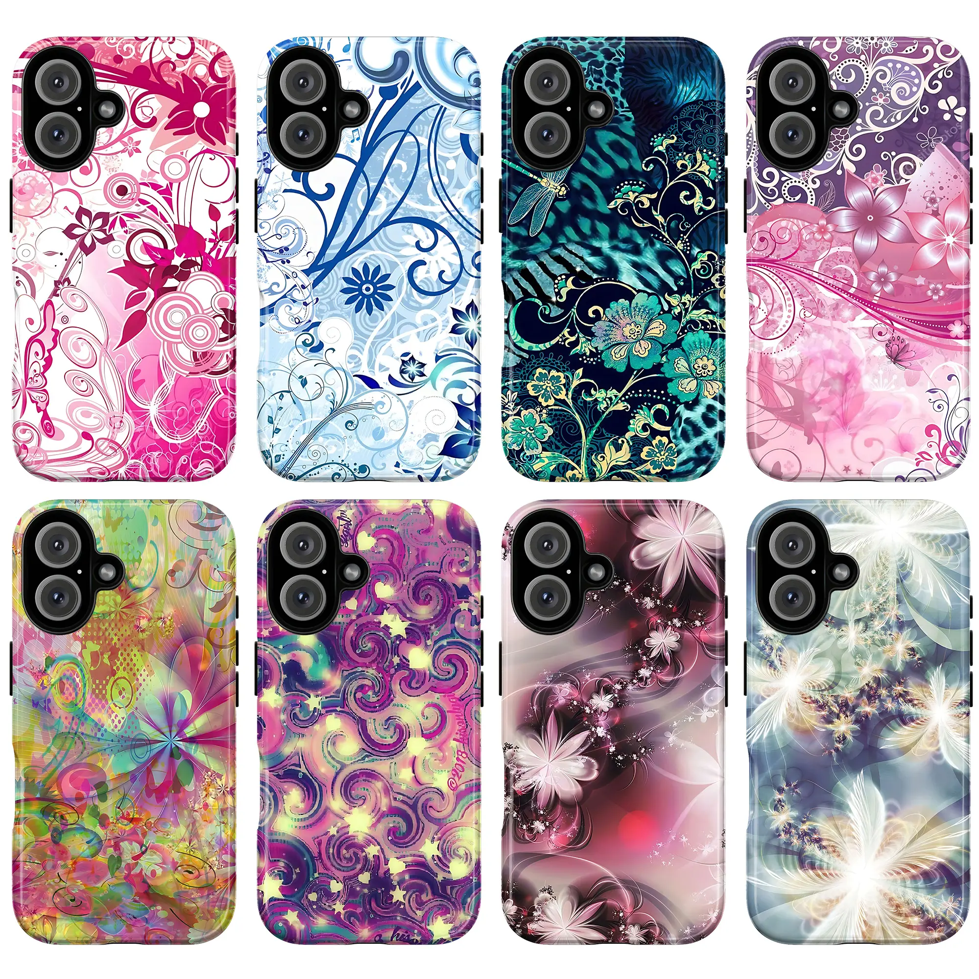 Colorful Swirl Flower Feminine Abstract Floral Smartphone Case - Premium Casing, Aesthetic Cellphone Cover, Retro Gift for iPhone 17/16/15 Pro Max, Galaxy S21-S26 Mobile Phone Accessories, Floral Swirls